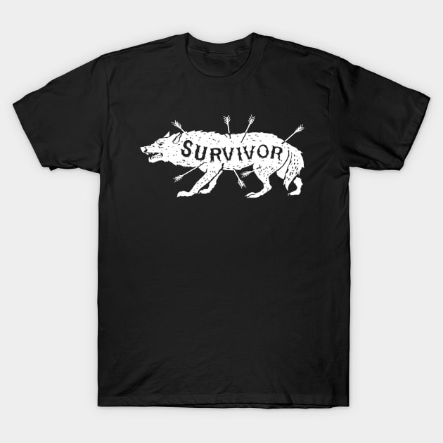 Vintage Wolf Shirt - Survivor - Hipster Rustic Distressed T-Shirt by ballhard